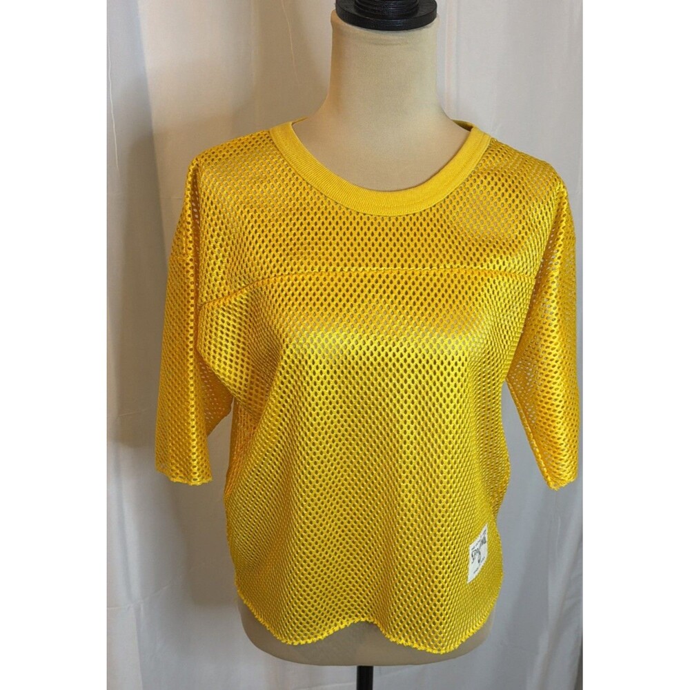Spalding Women’s Shirt Sportswear Mesh Jersey Tops Short Gold Size M